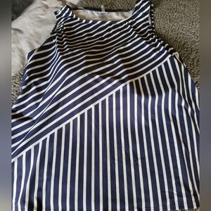 LANDS END tankini deep sea 22W/L mixed diagonal stripe